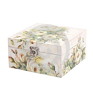 Floral pattern box decorated with decoupage paper