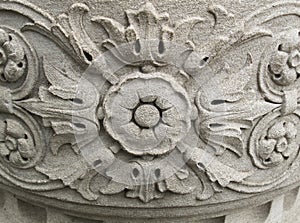 Floral pattern carved into stone