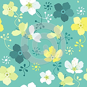 Floral pattern with colorful flowers, vector