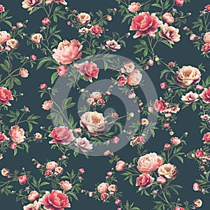 Floral pattern on a dark blue background