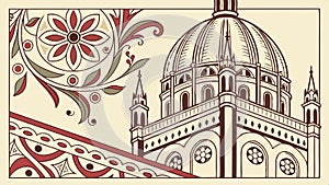 Floral pattern dome, decorative architecture, artistic building, ornate design vector design Generative AI
