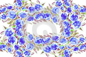 Floral pattern. Fflowers and herbs - seamless pattern, decorative composition on a watercolor background.