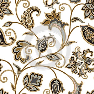 Floral pattern. Flourish oriental ethnic background. Arabic orn