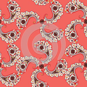 Floral pattern Flourish tile background. Abstract leaves ornament