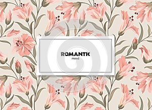 Floral pattern. Flower card background. Flourish wallpaper