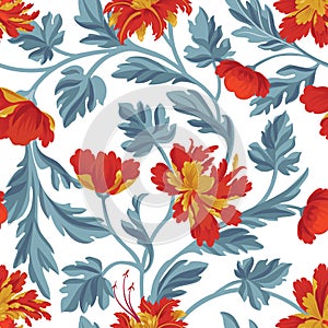 Floral pattern. Flower seamless background. Flourish ornamental garden wallpaper