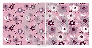 Floral pattern with geometric texture