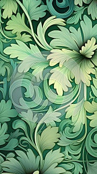 Floral pattern on green background. Vertical greeting, invitation card concept