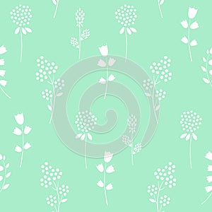 Floral pattern on mint green background.