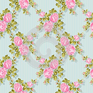 Floral pattern with pink roses. Vector Floral Background. Easy to edit. Perfect for invitations or announcements.