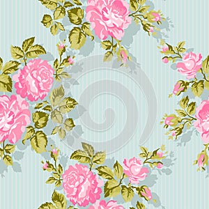 Floral pattern with pink roses. Vector Floral Background. Easy to edit. Perfect for invitations or announcements.