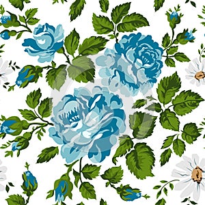 Floral pattern with roses. Vector Floral Background. Easy to edit. Perfect for invitations or announcements.