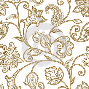 Floral pattern. Seamless oriental arabesque background. Tiled or