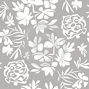 Floral pattern, seamless vector illustration. Abstract stylized leaves and flowers