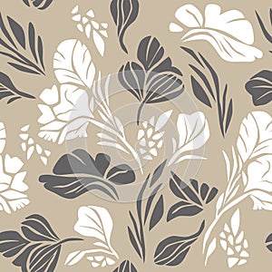 Floral pattern, seamless vector illustration. Abstract stylized leaves and flowers