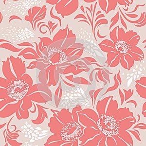 Floral pattern, seamless vector illustration. Abstract stylized leaves and flowers