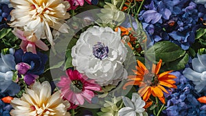 Floral pattern seamlessly integrates into cloth with vibrant bouquet photo