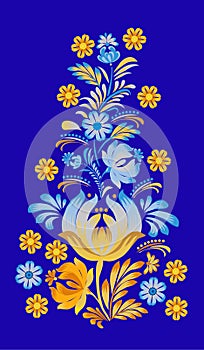 Floral pattern in the style of painting Petrykivka