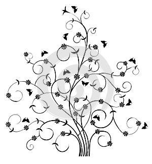 Floral Pattern Tree & Butterflies-Vector