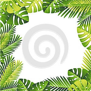 Floral pattern. Tropical green leaves. Exotical jungle and palm leaf. Vector floral element on white background