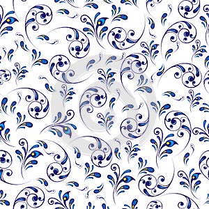 Vector seamless pattern with stylized peacock feather. Floral pattern