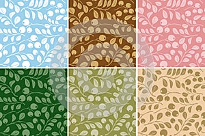 Floral patterns with berries - vector set