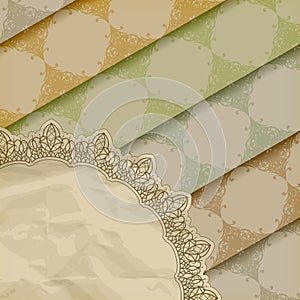 floral patterns on crumpled paper texture