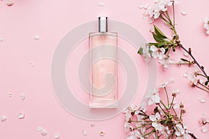 Floral perfume bottle with orchid flowers