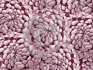 Floral pink background. A bouquet of blue flowers dahlias. Close-up. Flower composition.