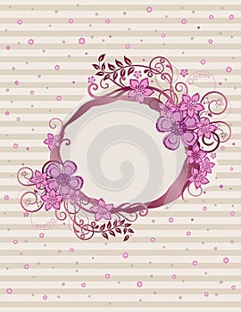 Floral pink oval frame design