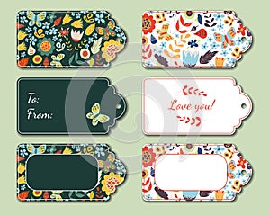 Floral present tags.