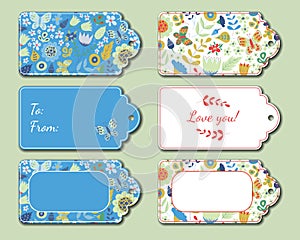 Floral present tags. Holiday gift cards