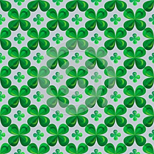 Floral print. Clover leaves seamless vector pattern. St. Patrick s Day background. Shamrock wallpaper