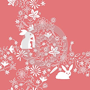 Floral and Rabbit Pattern