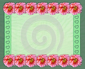 Floral rectangular frame with tulle background