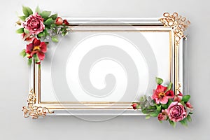 Floral rectangular frame wedding Invitation cards template with beautiful frame using wild flowers.