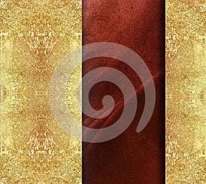 Floral red textured background with golden spraying