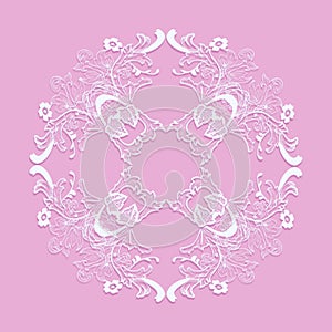 Floral retro pink lace texture.