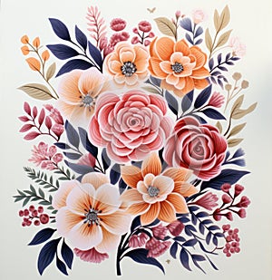Floral Risograph collage - Retro Art. AI Generated