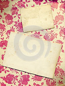 Floral Rose Background With Vintage Cards