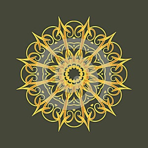 Floral round decorative symbol. Ethnic decorative elements. Abstract background