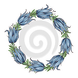 Floral round frame, space for text