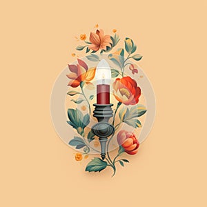 Floral Sconce In Minimalist Retro Vintage Style
