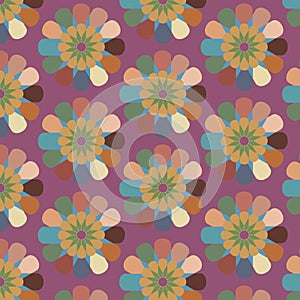 Floral seamless abstract vector pattern, repeating vintage retro background