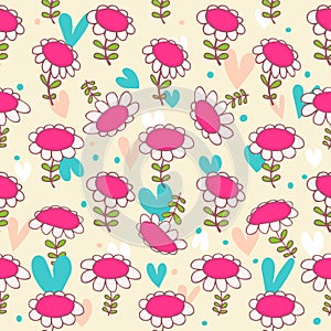 Floral seamless baby pattern. Camomiles delicate texture. Daisy. Bright background with flowers