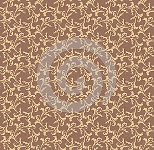 Floral seamless background. Abstract brown and whit