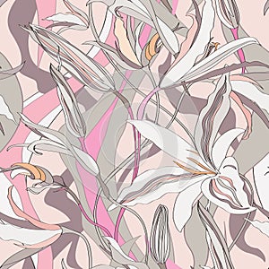 Floral seamless background. Abstract lily texture.