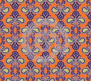 Floral seamless background. Abstract orange and violet floral geometric Seamless Texture