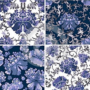 Floral seamless background, flower pattern vector wallpaper