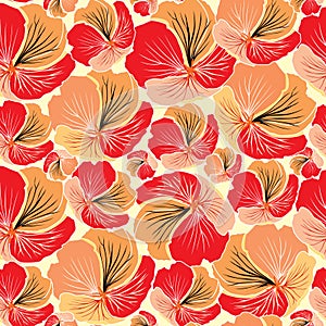 Floral seamless background. Red flower pattern.